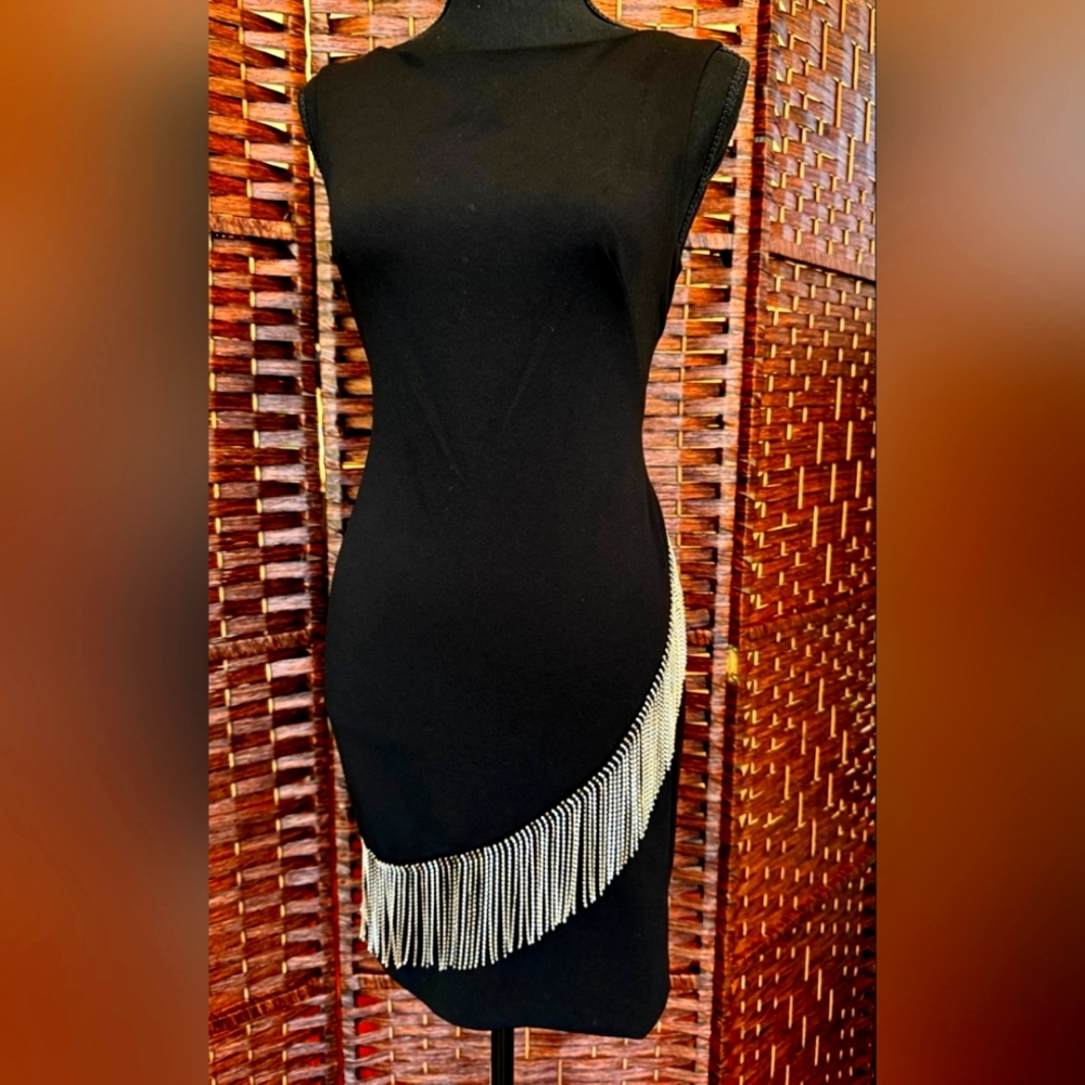 Black rhinestone Fringe Dress Perfect For Bachelorette Party